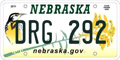 NE license plate DRG292