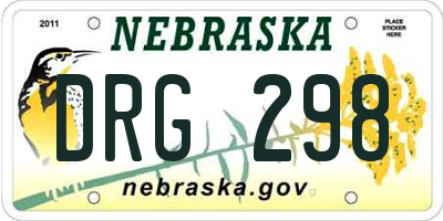 NE license plate DRG298