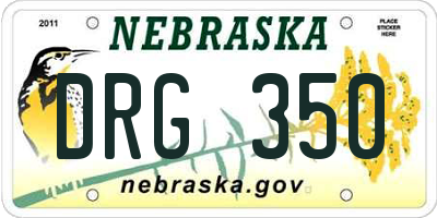 NE license plate DRG350