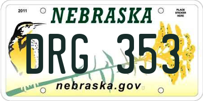 NE license plate DRG353