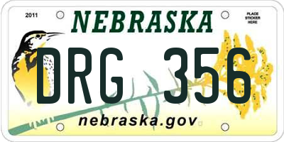 NE license plate DRG356
