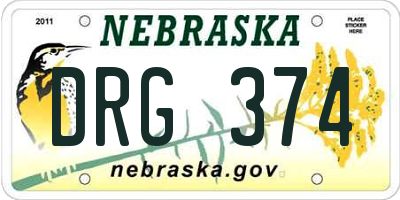 NE license plate DRG374