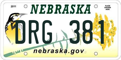 NE license plate DRG381