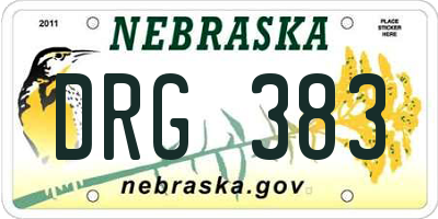 NE license plate DRG383