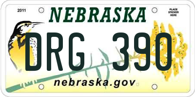 NE license plate DRG390