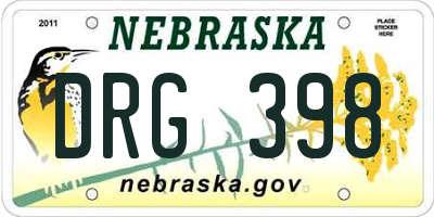NE license plate DRG398