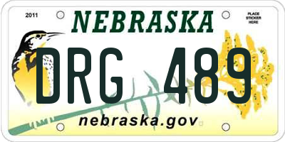 NE license plate DRG489