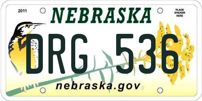 NE license plate DRG536