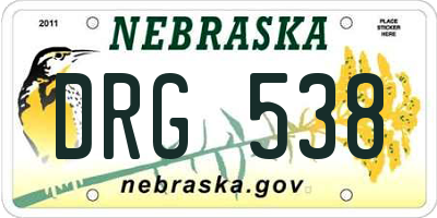 NE license plate DRG538