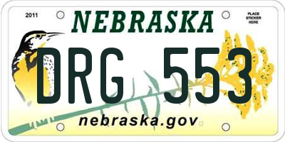 NE license plate DRG553