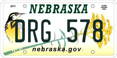 NE license plate DRG578