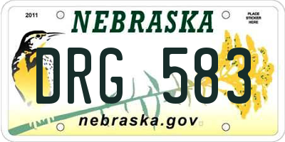 NE license plate DRG583