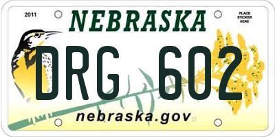 NE license plate DRG602