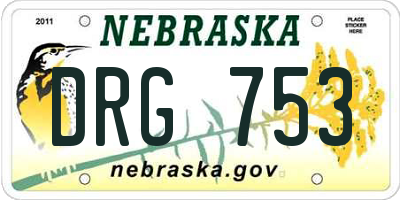 NE license plate DRG753