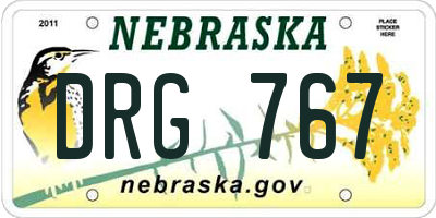 NE license plate DRG767
