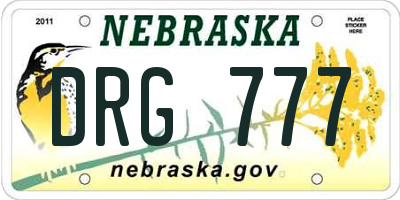 NE license plate DRG777