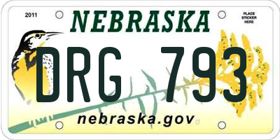 NE license plate DRG793