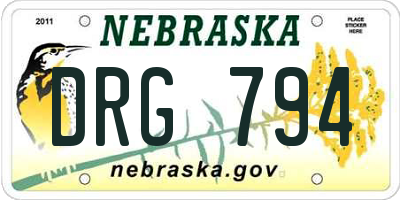 NE license plate DRG794