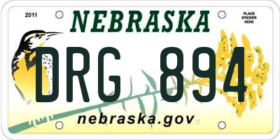 NE license plate DRG894