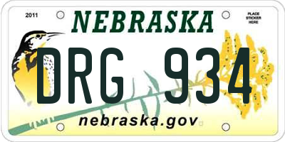 NE license plate DRG934