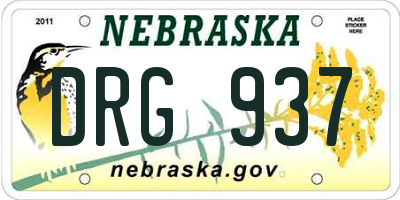 NE license plate DRG937