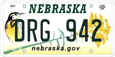 NE license plate DRG942