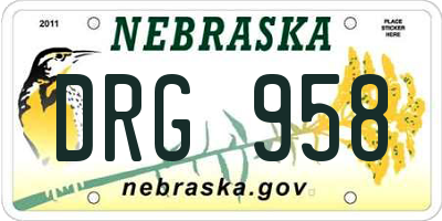 NE license plate DRG958