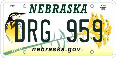 NE license plate DRG959