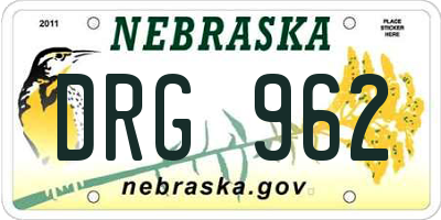 NE license plate DRG962