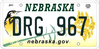 NE license plate DRG967