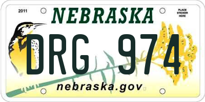 NE license plate DRG974