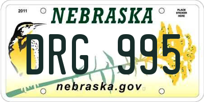 NE license plate DRG995