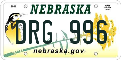 NE license plate DRG996