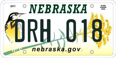 NE license plate DRH018