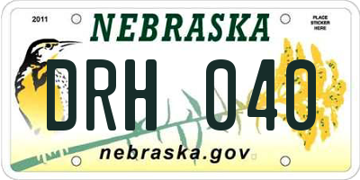 NE license plate DRH040