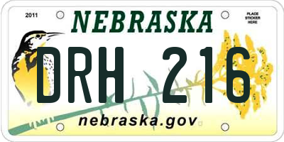 NE license plate DRH216