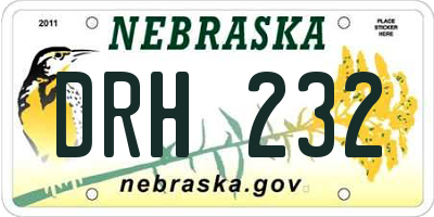 NE license plate DRH232