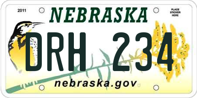 NE license plate DRH234