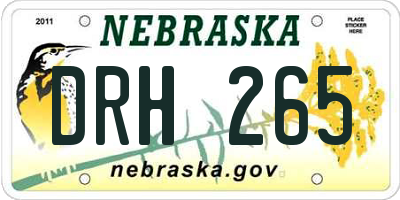 NE license plate DRH265