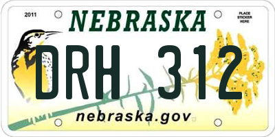 NE license plate DRH312
