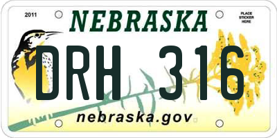 NE license plate DRH316