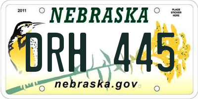 NE license plate DRH445
