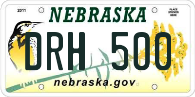 NE license plate DRH500