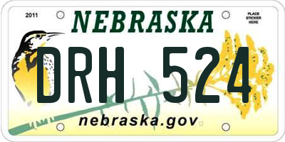 NE license plate DRH524
