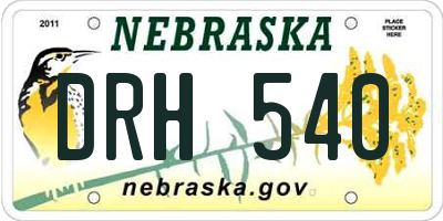NE license plate DRH540