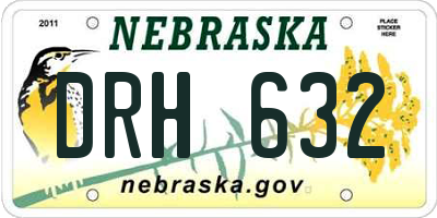 NE license plate DRH632