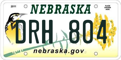 NE license plate DRH804