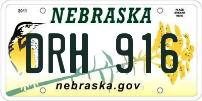 NE license plate DRH916