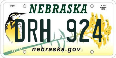 NE license plate DRH924
