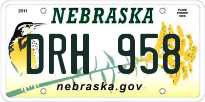 NE license plate DRH958
